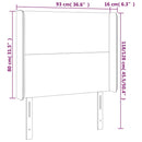 sengegavl med LED-lys 93x16x118/128 cm fløjl mørkeblå