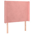sengegavl med LED-lys 93x16x118/128 cm fløjl lyserød