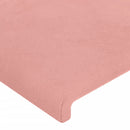 sengegavl med LED-lys 93x16x118/128 cm fløjl lyserød