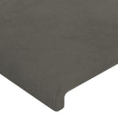 sengegavl med LED-lys 103x16x118/128 cm fløjl mørkegrå