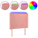 sengegavl med LED-lys 103x16x118/128 cm fløjl lyserød