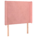 sengegavl med LED-lys 103x16x118/128 cm fløjl lyserød