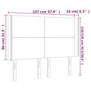 sengegavl med LED-lys 147x16x118/128 cm fløjl lysegrå