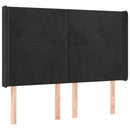 sengegavl med LED-lys 147x16x118/128 cm fløjl sort