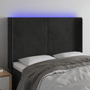 sengegavl med LED-lys 147x16x118/128 cm fløjl sort
