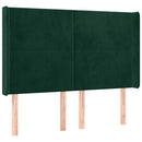 sengegavl med LED-lys 147x16x118/128 cm fløjl mørkegrøn
