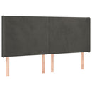 sengegavl med LED-lys 163x16x118/128 cm fløjl mørkegrå