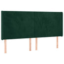 sengegavl med LED-lys 163x16x118/128 cm fløjl mørkegrøn