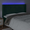 sengegavl med LED-lys 163x16x118/128 cm fløjl mørkegrøn