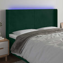 sengegavl med LED-lys 163x16x118/128 cm fløjl mørkegrøn