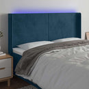 sengegavl med LED-lys 163x16x118/128 cm fløjl mørkeblå