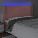 sengegavl med LED-lys 163x16x118/128 cm fløjl lyserød