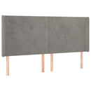 sengegavl med LED-lys 183x16x118/128 cm fløjl lysegrå