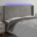 sengegavl med LED-lys 183x16x118/128 cm fløjl lysegrå