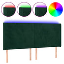 sengegavl med LED-lys 183x16x118/128 cm fløjl mørkegrøn
