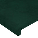 sengegavl med LED-lys 183x16x118/128 cm fløjl mørkegrøn