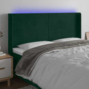 sengegavl med LED-lys 183x16x118/128 cm fløjl mørkegrøn