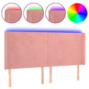 sengegavl med LED-lys 183x16x118/128 cm fløjl lyserød