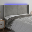 sengegavl med LED-lys 203x16x118/128 cm fløjl lysegrå