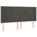 sengegavl med LED-lys 203x16x118/128 cm fløjl mørkegrå
