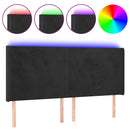 sengegavl med LED-lys 203x16x118/128 cm fløjl sort