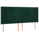 sengegavl med LED-lys 203x16x118/128 cm fløjl mørkegrøn