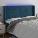 sengegavl med LED-lys 203x16x118/128 cm fløjl mørkeblå