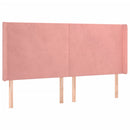 sengegavl med LED-lys 203x16x118/128 cm fløjl lyserød