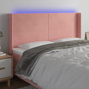 sengegavl med LED-lys 203x16x118/128 cm fløjl lyserød