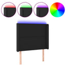 sengegavl med LED-lys 83x16x118/128 cm kunstlæder sort