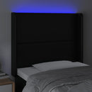 sengegavl med LED-lys 83x16x118/128 cm kunstlæder sort