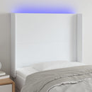 sengegavl med LED-lys 83x16x118/128 cm kunstlæder hvid