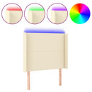 sengegavl med LED-lys 83x16x118/128 cm kunstlæder cremefarvet