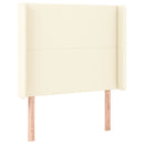 sengegavl med LED-lys 83x16x118/128 cm kunstlæder cremefarvet