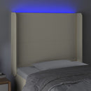 sengegavl med LED-lys 83x16x118/128 cm kunstlæder cremefarvet