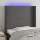 sengegavl med LED-lys 83x16x118/128 cm kunstlæder grå