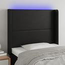 sengegavl med LED-lys 93x16x118/128 cm kunstlæder sort