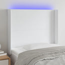 sengegavl med LED-lys 93x16x118/128 cm kunstlæder hvid