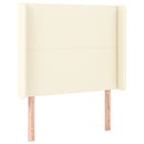 sengegavl med LED-lys 93x16x118/128 cm kunstlæder cremefarvet
