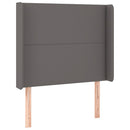 sengegavl med LED-lys 93x16x118/128 cm kunstlæder grå