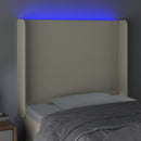 sengegavl med LED-lys 103x16x118/128 cm kunstlæder cremefarvet