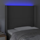 sengegavl med LED-lys 103x16x118/128 cm kunstlæder grå