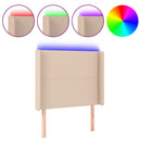 sengegavl med LED-lys 103x16x118/128 cm kunstlæder cappuccino