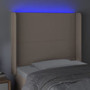 sengegavl med LED-lys 103x16x118/128 cm kunstlæder cappuccino