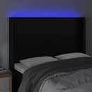 sengegavl med LED-lys 147x16x118/128 cm kunstlæder sort