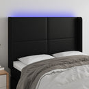 sengegavl med LED-lys 147x16x118/128 cm kunstlæder sort