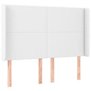 sengegavl med LED-lys 147x16x118/128 cm kunstlæder hvid