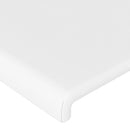 sengegavl med LED-lys 147x16x118/128 cm kunstlæder hvid