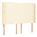 sengegavl med LED-lys 147x16x118/128 cm kunstlæder cremefarvet