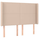 sengegavl med LED-lys 147x16x118/128 cm kunstlæder cappuccino